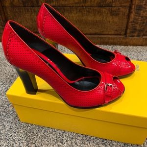 FENDI RED OPEN TOE HEELS